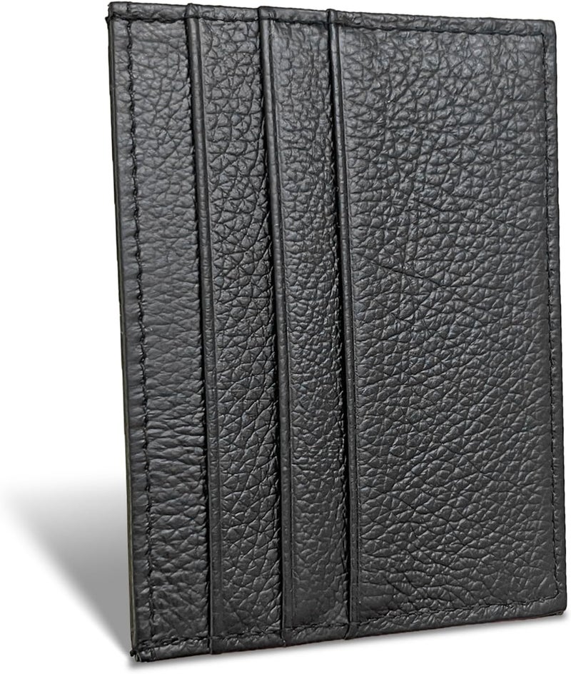 WOXVM Credit Card Holder Wallet RFID Blocking Slim Credit Card Cases Holder Premium Leather Minimalist Front Pocket Small Wallet with 6 Card Slots and 1 Pockets for Men Women (Black) - Image 1